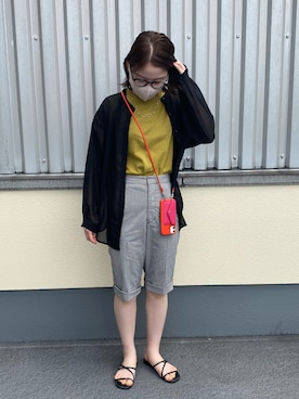 「クルーネック」｜「アイテム（PC・スマホグッズ/家電）」を使った、matsuringodesuさん（レディース・155cm）の夏コーディネート