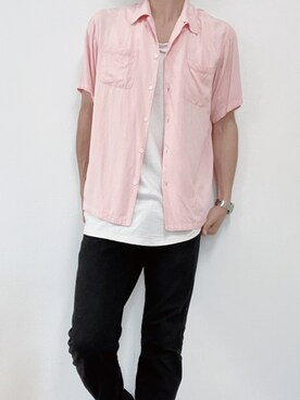 「UNIQLO（ユニクロ）のアイテム（スラックス、ブラック系）」を使った、shuheiさん（メンズ・175cm）の夏コーディネート
