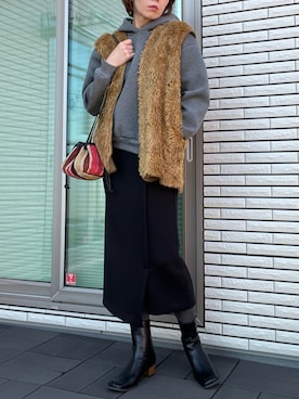 「アイテム（ベスト、ブラウン系）」を使った、🍭ᗰ𝕚__ℕ𝕒  🍭さん（レディース・164cm）の冬コーディネート