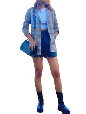 「SpRay（スプレイ）のアイテム（ブーツ）」を使った、Miyoki⇆相互さん（レディース・170cm）の秋コーディネート