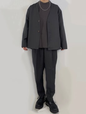 「大学生」｜「アイテム（ノーカラージャケット）」を使った、なさん（メンズ・172cm）の秋コーディネート
