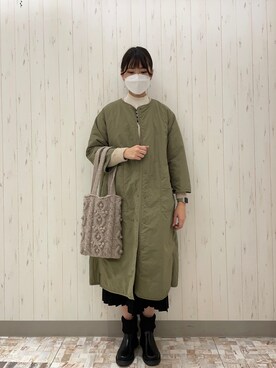 「Samansa Mos2（サマンサ モスモス）のアイテム（ノーカラーコート）」を使った、haruさん（レディース・170cm）の冬コーディネート