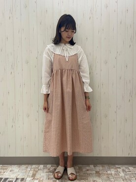 「アイテム（ワンピース、ピンク系）」を使った、haruさん（レディース・170cm）の夏コーディネート