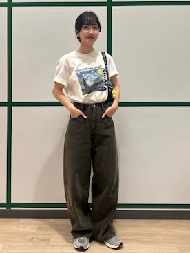 「UNIQLO（ユニクロ）のアイテム（Tシャツ/カットソー、ホワイト系）」を使った、mayaさん（レディース・155cm）の春コーディネート