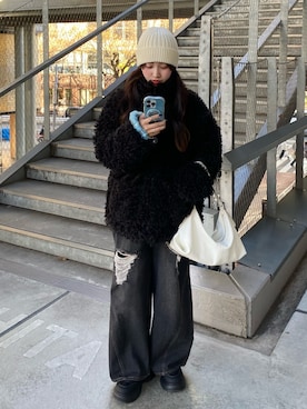 「H&M（エイチ・アンド・エム）のアイテム（ジャケット/アウター）」を使った、mayaさん（レディース・155cm）の冬コーディネート