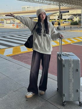 「アイテム（ニットキャップ/ビーニー）」を使った、mayaさん（レディース・155cm）の秋コーディネート