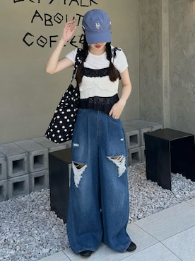 「adidas Originals（アディダスオリジナルス）のadidas TAEKWONDO / アディダス テコンドー / JQ4775（スニーカー、ブラック系）」を使った、mayaさん（レディース・155cm）の夏コーディネート