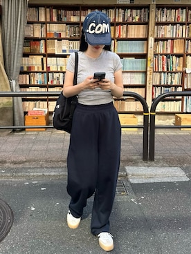 「JANSPORT（ジャンスポーツ）の【JANSPORT】HALF PINT（バックパック/リュック、ブラック系）」を使った、mayaさん（レディース・155cm）の夏コーディネート