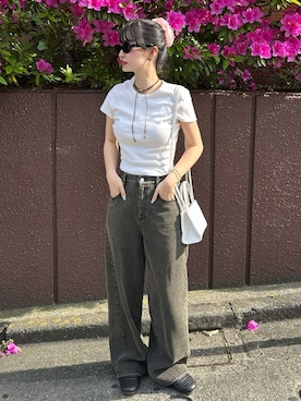 「adidas Originals（アディダスオリジナルス）の＜adidas Originals＞TAEKWONDO/スニーカー（スニーカー、ブラック系）」を使った、mayaさん（レディース・155cm）の春コーディネート
