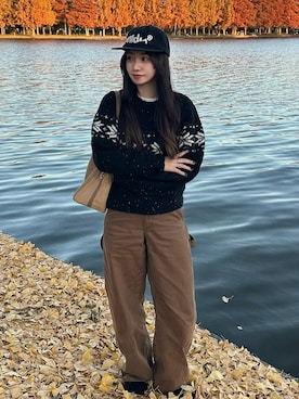 「アイテム（スラックス）」を使った、mayaさん（レディース・155cm）の秋コーディネート