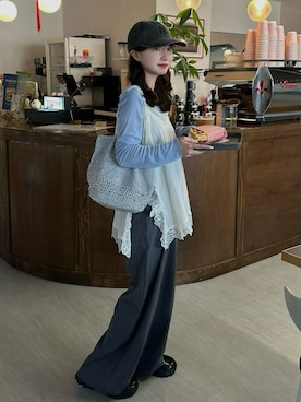 「GU（ジーユー）のアイテム（トップス）」を使った、mayaさん（レディース・155cm）の春コーディネート