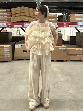 「myuのアイテム（トップス、ホワイト系）」を使った、mayaさん（レディース・155cm）の夏コーディネート