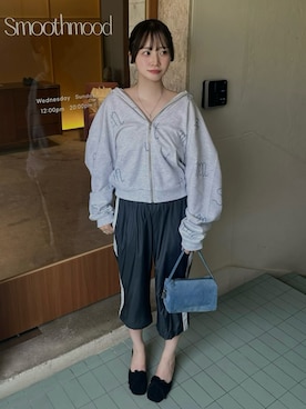 「アイテム（パーカー）」を使った、mayaさん（レディース・155cm）の夏コーディネート