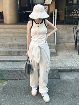 「UNIQLO（ユニクロ）のアイテム（タンクトップ、ホワイト系）」を使った、mayaさん（レディース・155cm）の夏コーディネート