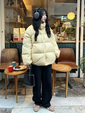 「アイテム（スウェットパンツ）」を使った、mayaさん（レディース・155cm）の冬コーディネート