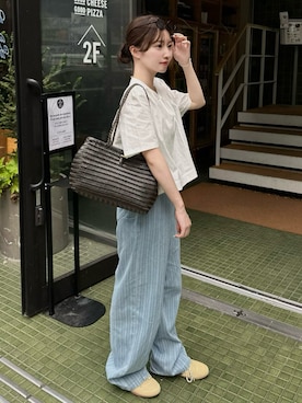 「LEMEME（ルメメ）のアイテム（シャツ/ブラウス、ホワイト系）」を使った、mayaさん（レディース・155cm）の夏コーディネート