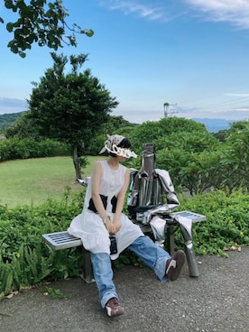 「アイテム（マフラー）」を使った、weiさん（レディース・167cm）の夏コーディネート