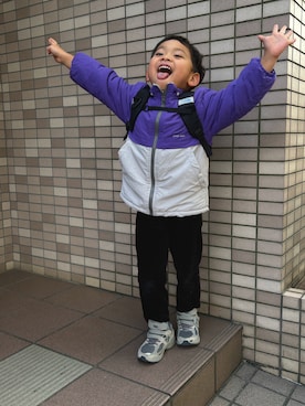 「petit main（プティマイン）のアイテム」を使った、はるくんとママさん（キッズ・110cm）の冬コーディネート