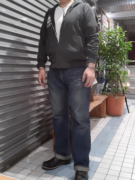 「Buzz Rickson's（バズリクソンズ）のアイテム（パーカー）」を使った、コブラさん（メンズ・175cm）の秋コーディネート