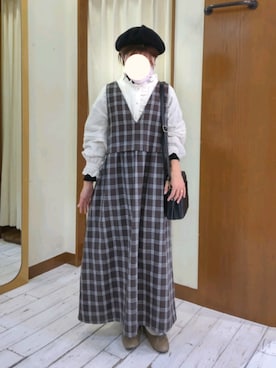 「チェック柄に恋してる」｜「アイテム（バレエシューズ）」を使った、kanaさん（レディース・150cm）の冬コーディネート