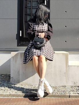 「axes femme POETIQUE（アクシーズファムポエティック）のアイテム」を使った、美月さん（レディース・151cm）の秋コーディネート
