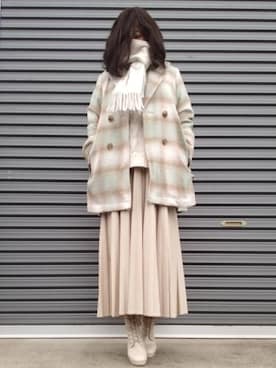 「one after another NICE CLAUP（ワンアフターアナザーナイスクラップ）のアイテム（その他アウター）」を使った、美月さん（レディース・151cm）の冬コーディネート