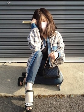 「ZOZO（ゾゾ）のスキニーデニムパンツ［WOMEN］（デニムパンツ）」を使った、美月さん（レディース・151cm）の春コーディネート