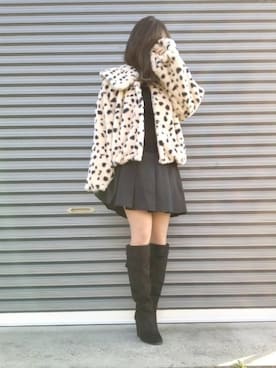 「one after another NICE CLAUP（ワンアフターアナザーナイスクラップ）のアイテム（その他アウター）」を使った、美月さん（レディース・151cm）の冬コーディネート