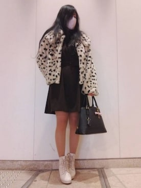 「one after another NICE CLAUP（ワンアフターアナザーナイスクラップ）のアイテム（その他アウター）」を使った、美月さん（レディース・151cm）の冬コーディネート