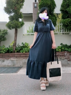 「アイテム（トートバッグ）」を使った、美月さん（レディース・151cm）の夏コーディネート