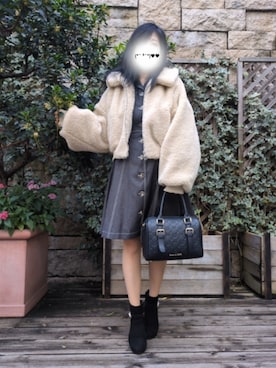 「アイテム（シャツワンピース）」を使った、美月さん（レディース・151cm）の秋コーディネート