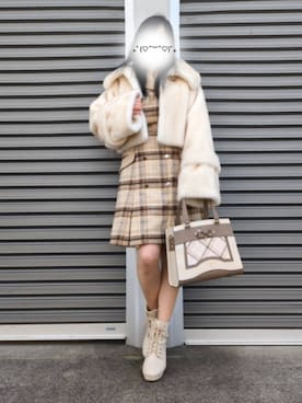 「ワントーンコーデ」｜「アイテム（ワンピース/ドレス）」を使った、美月さん（レディース・151cm）の冬コーディネート