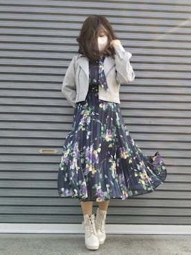 「TITTY&CO.（ティティーアンドコー）のアイテム（ライダースジャケット）」を使った、美月さん（レディース・151cm）の春コーディネート