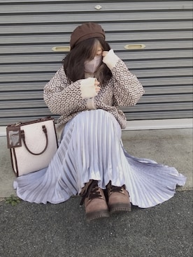 「NANO universe（ナノユニバース）のアイテム（ハンチング/ベレー帽）」を使った、美月さん（レディース・151cm）の冬コーディネート