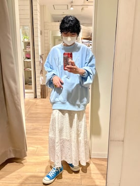 「OLIVE des OLIVE（オリーブデオリーブ）のアイテム（スウェット）」を使った、maicoさん（レディース・156cm）の春コーディネート