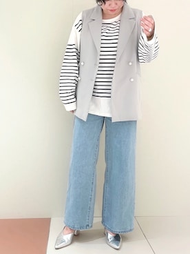 「OLIVE des OLIVE（オリーブデオリーブ）のアイテム（ノーカラージャケット）」を使った、maicoさん（レディース・156cm）の冬コーディネート
