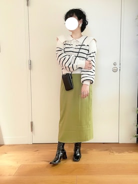 「グリーンスカート」｜「アイテム（財布/小物）」を使った、maicoさん（レディース・156cm）の冬コーディネート
