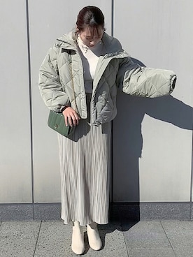 「ベロアスカート」｜「アイテム（ブルゾン）」を使った、Meguさん（レディース・160cm）の秋コーディネート