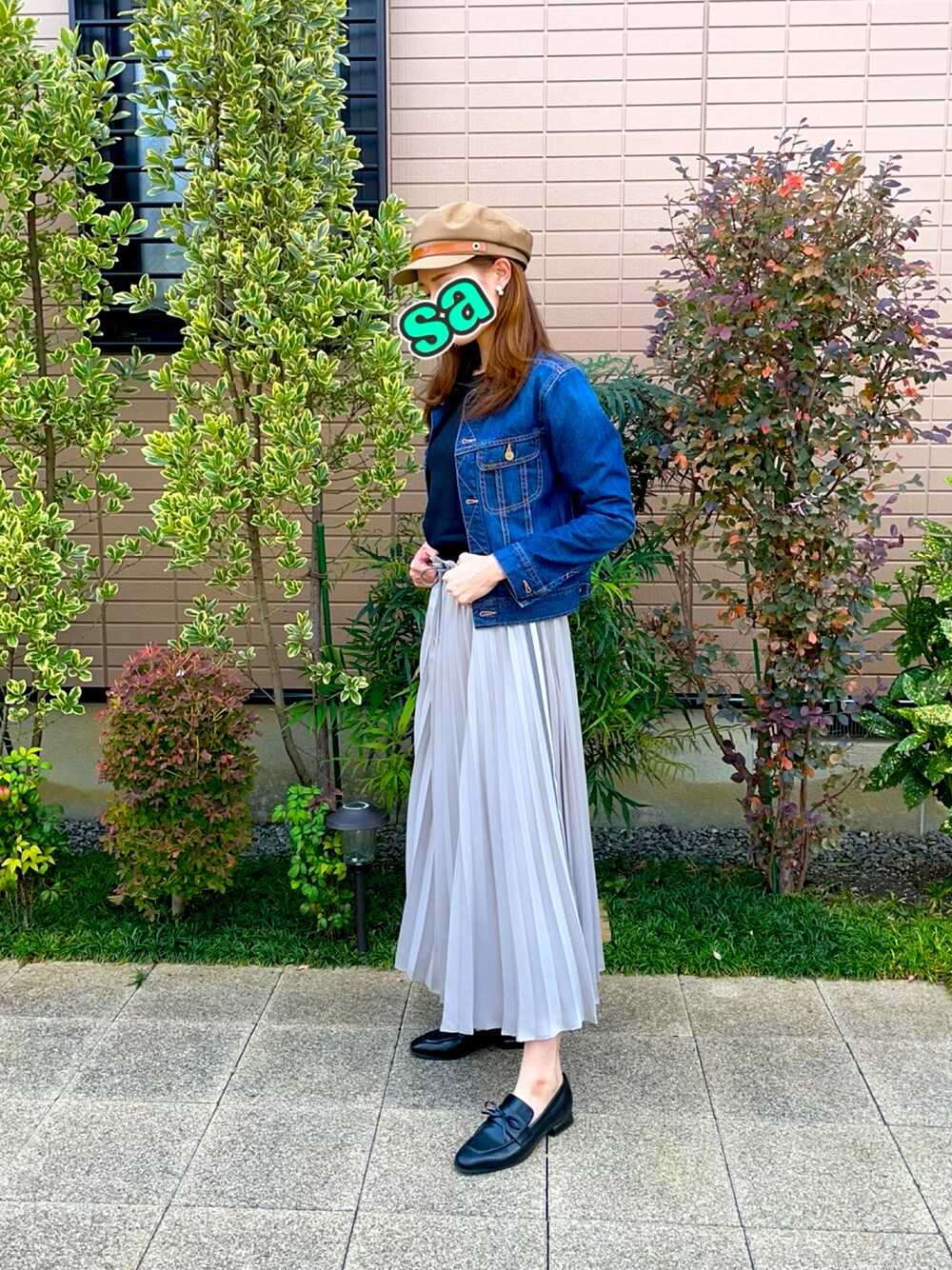 「ローファー、大人カジュアル、Gジャン、今日のコーデ、秋コーデ、おしゃれさんと繋がりたい」｜「URBAN RESEARCH ROSSO WOMENのROSSO Lee別注デニムGジャン　（デニムジャケット、ブルー系）」を使った、saaaatunさん（レディース・160cm）の秋コーディネートの1枚目の写真