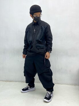 「oversize」｜「アイテム（マウンテンパーカー）」を使った、Tom Chanさん（メンズ・165cm）の冬コーディネート