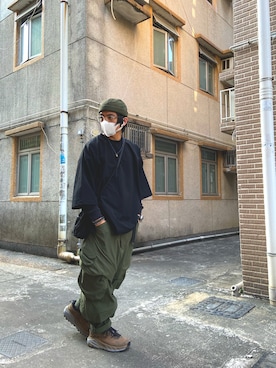 「通勤穿搭」｜「アイテム（帽子）」を使った、Tom Chanさん（メンズ・165cm）の冬コーディネート