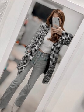 「AIR SPACE（エアースペース）のアイテム（ジャケット/アウター）」を使った、HuaHuaさん（レディース・153cm）の冬コーディネート