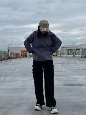 「AVIREX（アヴィレックス）の直営店限定 ×ニューエラ ポロキャップ USA国旗/AVIREX×NEW ERA 9TWENTY POLO CAP U.S.A FLAG」を使った、Runa Nagayaさん（レディース・156cm）の秋コーディネート