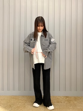 「ワッペン」｜「アイテム（その他アウター）」を使った、Runa Nagayaさん（レディース・156cm）の冬コーディネート