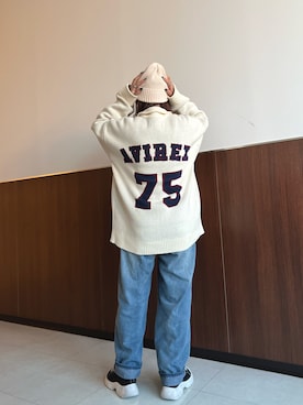 「ロゴニット」｜「アイテム（ニットキャップ/ビーニー）」を使った、Runa Nagayaさん（レディース・156cm）の秋コーディネート