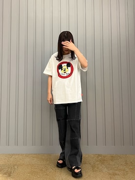 「リメイクデニム」｜「アイテム（デニムパンツ）」を使った、Runa Nagayaさん（レディース・156cm）の夏コーディネート