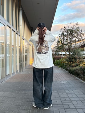 「AVIREX（アヴィレックス）のアイテム」を使った、Runa Nagayaさん（レディース・156cm）の冬コーディネート