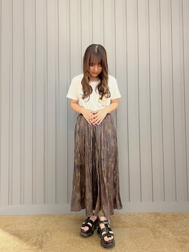「カモフラスカート」｜Runa Nagayaさん（レディース・156cm）の夏コーディネート