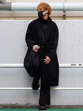 「LILL（リル）のアイテム（チェスターコート）」を使った、ずーさん（メンズ・168cm）の冬コーディネート
