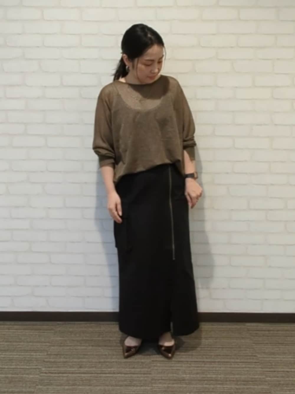 「オトナ女子、シンプルスタイル、Techichi、低身長、低身長コーデ」｜「Te chichiのアイテム（トップス、グリーン系）」を使った、てらさん（レディース・153cm）の秋コーディネートの1枚目の写真